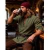 JEMITOP Men’s Renaissance Cotton Lace Up Shirt Mandarin Collar Long Sleeve Costume for Medieval Pirate Viking Without Belt(Army Green)