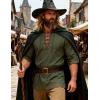 JEMITOP Men’s Renaissance Cotton Lace Up Shirt Mandarin Collar Long Sleeve Costume for Medieval Pirate Viking Without Belt(Army Green)