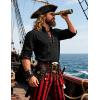 JEMITOP Men’s Renaissance Cotton Lace Up Shirt Mandarin Collar Long Sleeve Costume for Medieval Pirate Viking Without Belt(Black)