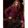 JEMITOP Men’s Renaissance Cotton Lace Up Shirt Mandarin Collar Long Sleeve Costume for Medieval Pirate Viking Without Belt(Burgundy)