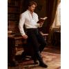 JEMITOP Men’s Renaissance Cotton Lace Up Shirt Mandarin Collar Long Sleeve Costume for Medieval Pirate Viking Without Belt(Ivory White)