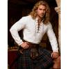 JEMITOP Men’s Renaissance Cotton Lace Up Shirt Mandarin Collar Long Sleeve Costume for Medieval Pirate Viking Without Belt(Ivory White)