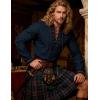 JEMITOP Men’s Renaissance Cotton Lace Up Shirt Mandarin Collar Long Sleeve Costume for Medieval Pirate Viking Without Belt(Navy Blue)