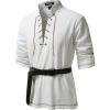 JEMITOP Men’s Renaissance Cotton Lace Up Shirt Mandarin Collar Long Sleeve Costume for Medieval Pirate Viking Without Belt(Ivory White)