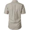 JEMITOP Mens Lightweight Slim Fit Short Sleeve Button Down Shirt Business Casual Plaid Dress Shirts with Pocket(Beige Khaki Gingham)