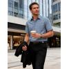 JEMITOP Mens Lightweight Slim Fit Short Sleeve Button Down Shirt Business Casual Plaid Dress Shirts with Pocket(Blue Gingham)