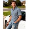 JEMITOP Mens Lightweight Slim Fit Short Sleeve Button Down Shirt Business Casual Plaid Dress Shirts with Pocket(Blue Gingham)