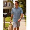 JEMITOP Mens Lightweight Slim Fit Short Sleeve Button Down Shirt Business Casual Plaid Dress Shirts with Pocket(Blue Gingham)