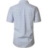 JEMITOP Mens Lightweight Slim Fit Short Sleeve Button Down Shirt Business Casual Plaid Dress Shirts with Pocket(Blue Purple Gingham)