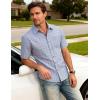 JEMITOP Mens Lightweight Slim Fit Short Sleeve Button Down Shirt Business Casual Plaid Dress Shirts with Pocket(Blue Red Gingham)