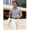 JEMITOP Mens Lightweight Slim Fit Short Sleeve Button Down Shirt Business Casual Plaid Dress Shirts with Pocket(Blue Red Gingham)