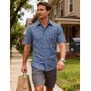 JEMITOP Mens Lightweight Slim Fit Short Sleeve Button Down Shirt Business Casual Plaid Dress Shirts with Pocket(Classic Blue Gingham)