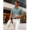 JEMITOP Mens Lightweight Slim Fit Short Sleeve Button Down Shirt Business Casual Plaid Dress Shirts with Pocket(Green Gingham)