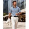 JEMITOP Mens Lightweight Slim Fit Short Sleeve Button Down Shirt Business Casual Plaid Dress Shirts with Pocket(Light Blue Gingham)