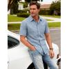 JEMITOP Mens Lightweight Slim Fit Short Sleeve Button Down Shirt Business Casual Plaid Dress Shirts with Pocket(Light Blue Gingham)