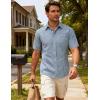 JEMITOP Mens Lightweight Slim Fit Short Sleeve Button Down Shirt Business Casual Plaid Dress Shirts with Pocket(Light Blue Gingham)