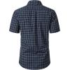 JEMITOP Mens Lightweight Slim Fit Short Sleeve Button Down Shirt Business Casual Plaid Dress Shirts with Pocket(Navy Blue Gingham)