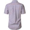 JEMITOP Mens Lightweight Slim Fit Short Sleeve Button Down Shirt Business Casual Plaid Dress Shirts with Pocket(Red White Gingham)