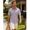 JEMITOP Mens Lightweight Slim Fit Short Sleeve Button Down Shirt Business Casual Plaid Dress Shirts with Pocket(Red White Gingham)