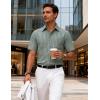 JEMITOP Mens Lightweight Slim Fit Short Sleeve Button Down Shirt Business Casual Plaid Dress Shirts with Pocket(Sage Green Gingham)