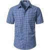 JEMITOP Mens Lightweight Slim Fit Short Sleeve Button Down Shirt Business Casual Plaid Dress Shirts with Pocket(Classic Blue Gingham)