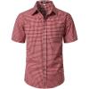 JEMITOP Mens Lightweight Slim Fit Short Sleeve Button Down Shirt Business Casual Plaid Dress Shirts with Pocket(Red Gingham)