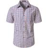 JEMITOP Mens Lightweight Slim Fit Short Sleeve Button Down Shirt Business Casual Plaid Dress Shirts with Pocket(Red White Gingham)