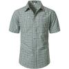 JEMITOP Mens Lightweight Slim Fit Short Sleeve Button Down Shirt Business Casual Plaid Dress Shirts with Pocket(Sage Green Gingham)