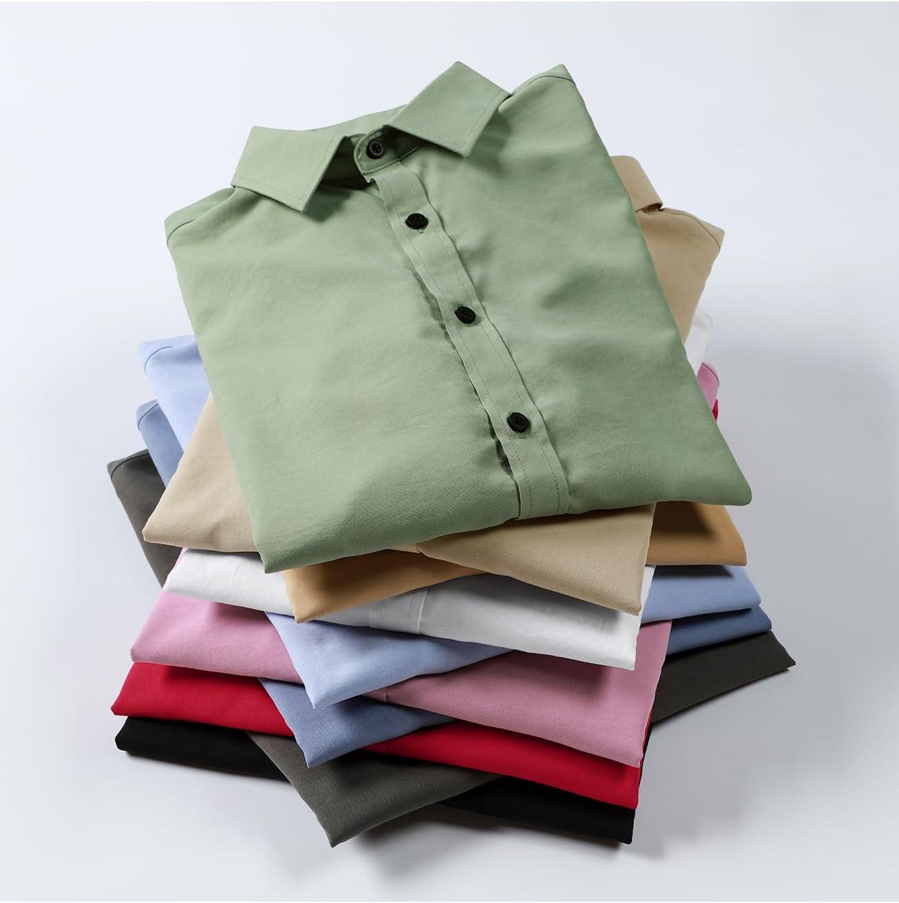 imageJEMITOP Mens Stretch Vintage Slim Fit Button Down Shirts Business Casual Long Sleeve Dress ShirtDark Green
