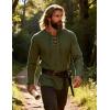 JEMITOP Men’s Pirate Renaissance Cotton Arm Banded Shirt Long Sleeve Lace Up Costume for Medieval Viking Without Belt(Army Green)