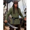 JEMITOP Men’s Pirate Renaissance Cotton Arm Banded Shirt Long Sleeve Lace Up Costume for Medieval Viking Without Belt(Army Green)