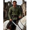 JEMITOP Men’s Pirate Renaissance Cotton Arm Banded Shirt Long Sleeve Lace Up Costume for Medieval Viking Without Belt(Army Green)