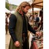 JEMITOP Men’s Pirate Renaissance Cotton Arm Banded Shirt Long Sleeve Lace Up Costume for Medieval Viking Without Belt(Black)