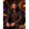 JEMITOP Men’s Pirate Renaissance Cotton Arm Banded Shirt Long Sleeve Lace Up Costume for Medieval Viking Without Belt(Dark Brown)