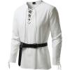 JEMITOP Men’s Pirate Renaissance Cotton Arm Banded Shirt Long Sleeve Lace Up Costume for Medieval Viking Without Belt(Ivory White)
