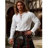 JEMITOP Men’s Pirate Renaissance Cotton Arm Banded Shirt Long Sleeve Lace Up Costume for Medieval Viking Without Belt(Ivory White)