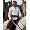 JEMITOP Men’s Pirate Renaissance Cotton Arm Banded Shirt Long Sleeve Lace Up Costume for Medieval Viking Without Belt(Ivory White)