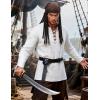 JEMITOP Men’s Pirate Renaissance Cotton Arm Banded Shirt Long Sleeve Lace Up Costume for Medieval Viking Without Belt(Ivory White)