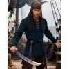 JEMITOP Men’s Pirate Renaissance Cotton Arm Banded Shirt Long Sleeve Lace Up Costume for Medieval Viking Without Belt(Navy Blue)
