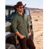 JEMITOP Mens Stretch Vintage Slim Fit Button Down Shirts Business Casual Long Sleeve Dress Shirt(Army Green)