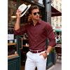 JEMITOP Mens Stretch Vintage Slim Fit Button Down Shirts Business Casual Long Sleeve Dress Shirt(Burgundy)