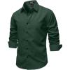 JEMITOP Mens Stretch Vintage Slim Fit Button Down Shirts Business Casual Long Sleeve Dress Shirt(Dark Green)
