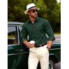 JEMITOP Mens Stretch Vintage Slim Fit Button Down Shirts Business Casual Long Sleeve Dress Shirt(Dark Green)
