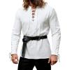 JEMITOP Men’s Pirate Renaissance Cotton Arm Banded Shirt Long Sleeve Lace Up Costume for Medieval Viking Without Belt(Ivory White)