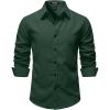 JEMITOP Mens Stretch Vintage Slim Fit Button Down Shirts Business Casual Long Sleeve Dress Shirt(Dark Green)
