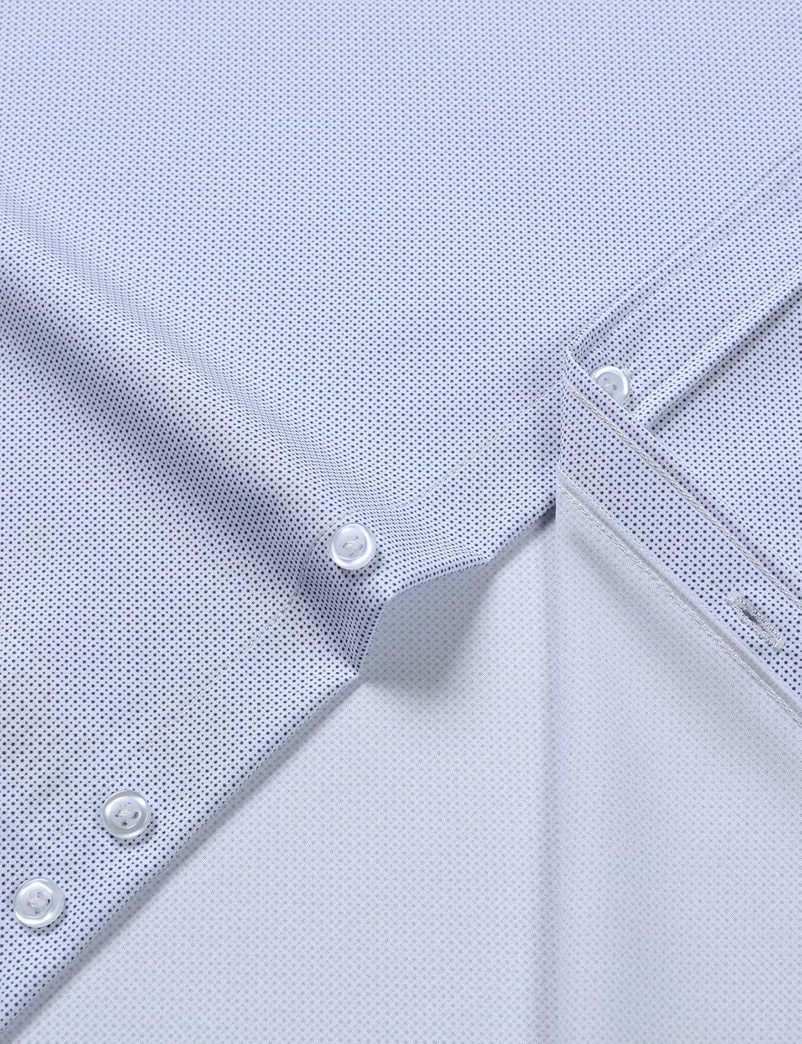 imageJEMITOP Mens Stretch Regular Fit Long Sleeve Dress Shirts Lightweight Business Casual Button Down Shirts with PocketWhite Blue Polka Dots