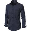 JEMITOP Men’s Stretch Regular Fit Long Sleeve Dress Shirts Lightweight Business Casual Button Down Shirts with Pocket(Navy White Polka Dots)