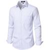JEMITOP Men’s Stretch Regular Fit Long Sleeve Dress Shirts Lightweight Business Casual Button Down Shirts with Pocket(White Purple Plaid)
