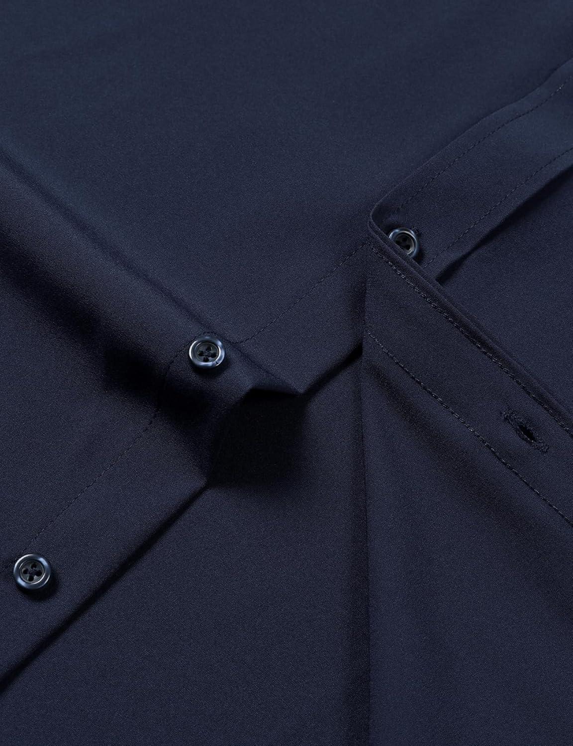 imageJEMITOP Mens Stretch Regular Fit Long Sleeve Dress Shirts Business Casual Button Down Shirts with PocketNavy Blue