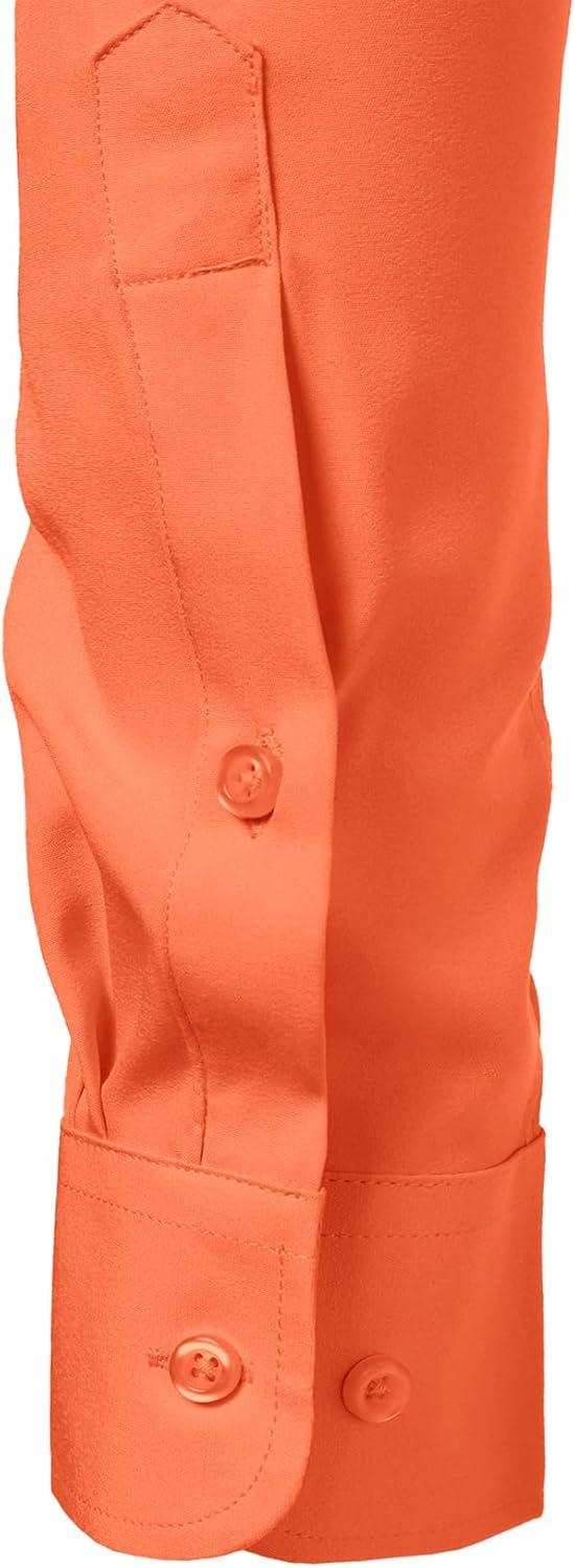 imageJEMITOP Mens Stretch Regular Fit Long Sleeve Dress Shirts Business Casual Button Down Shirts with PocketOrange